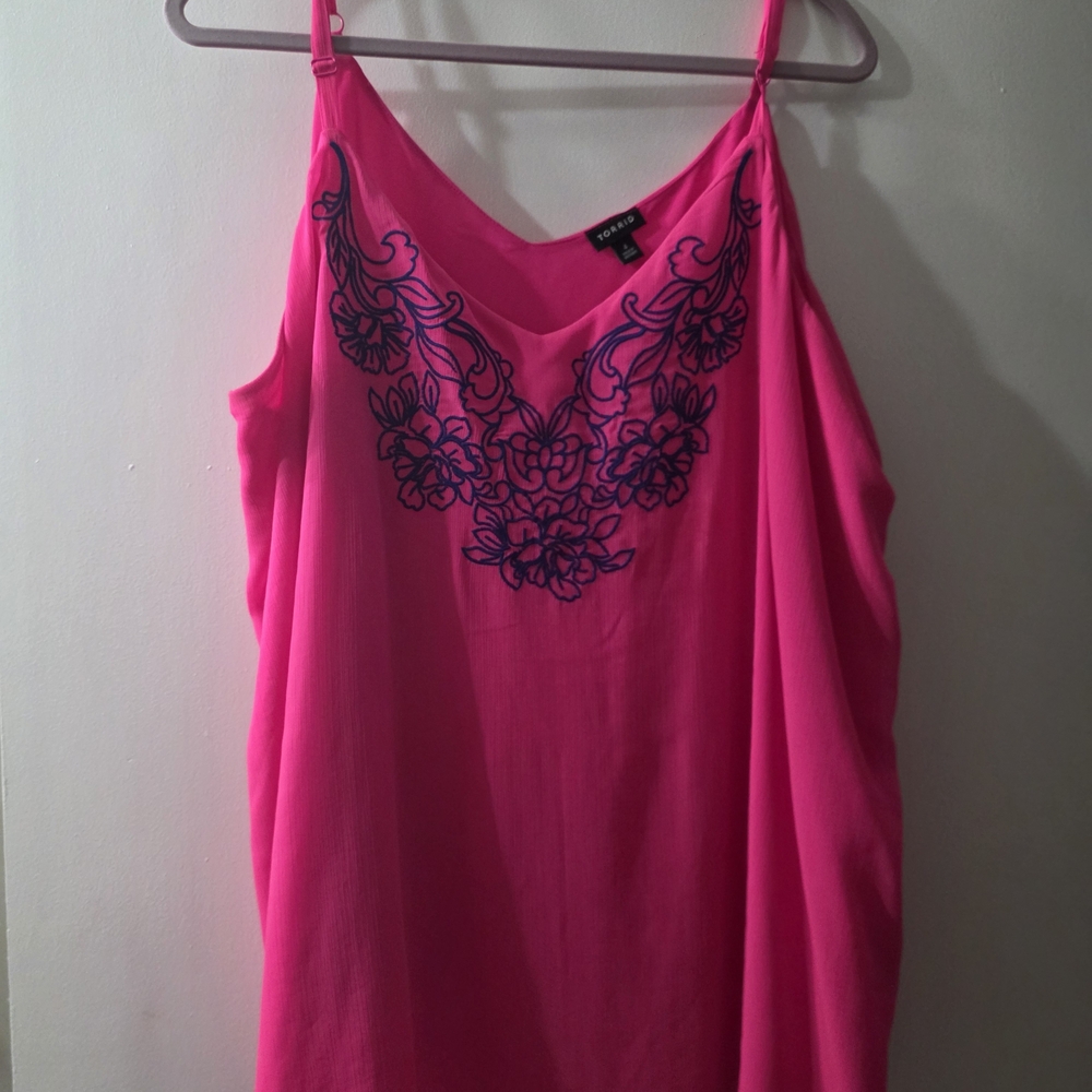 Pink Embroidered Women's Top